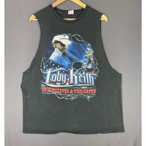 Vintage Y2K Toby Keith Interstates & Tailgates Chopped Sleeve Black Country XL